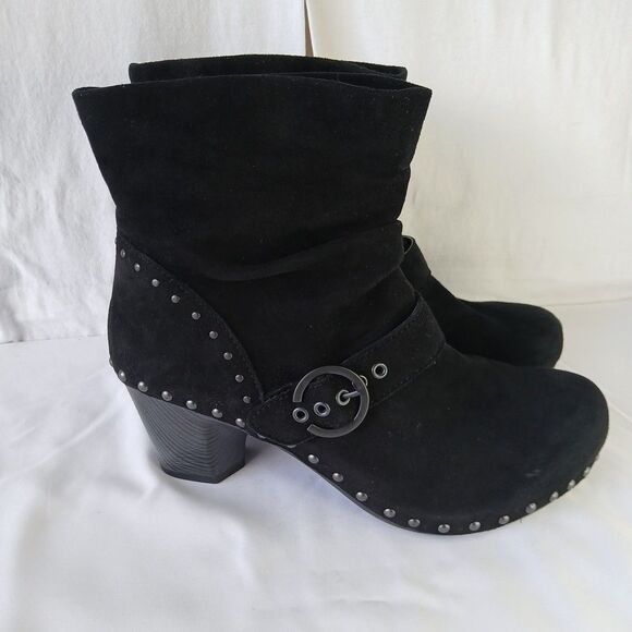 Dansko Shoes Nikita Black Suede Ankle Boot Pull On Clog 40 US 9.5 Winter City - Picture 1 of 8